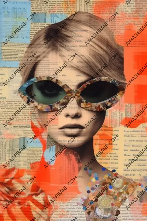 Fashionable Portrait with Collaged Newspaper