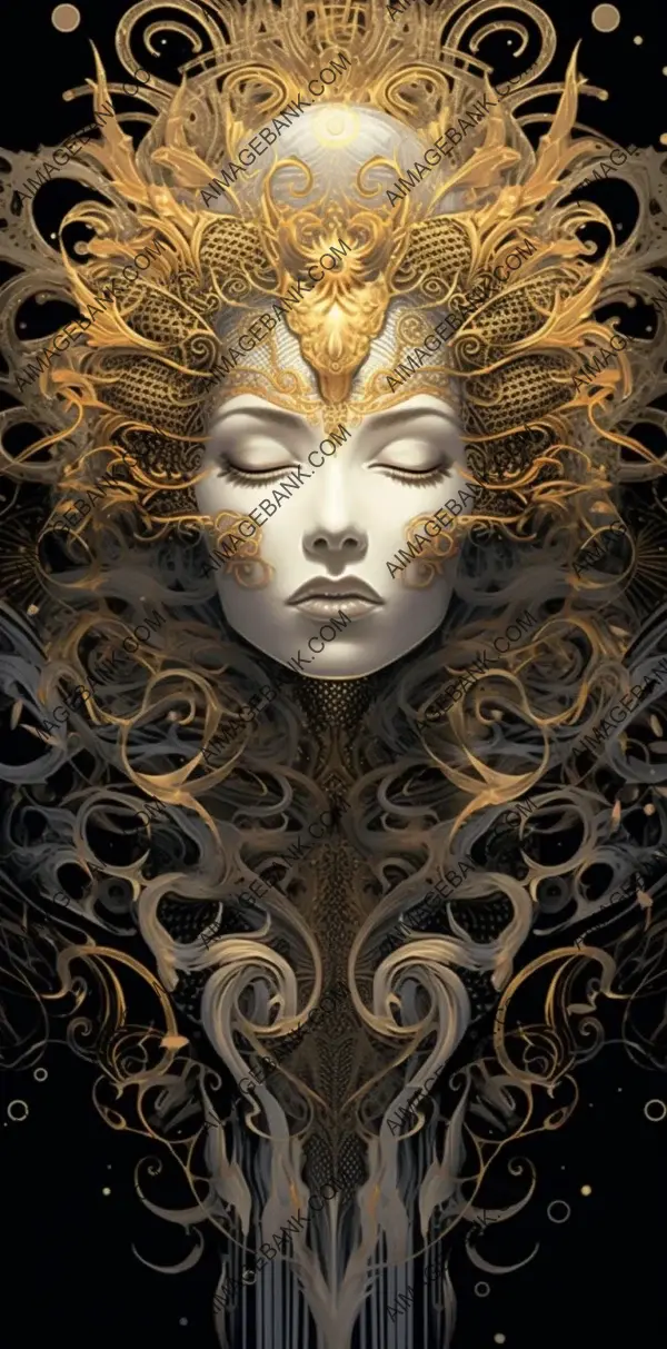 Poster-Style Depiction of a Sharply Detailed Moon Goddess