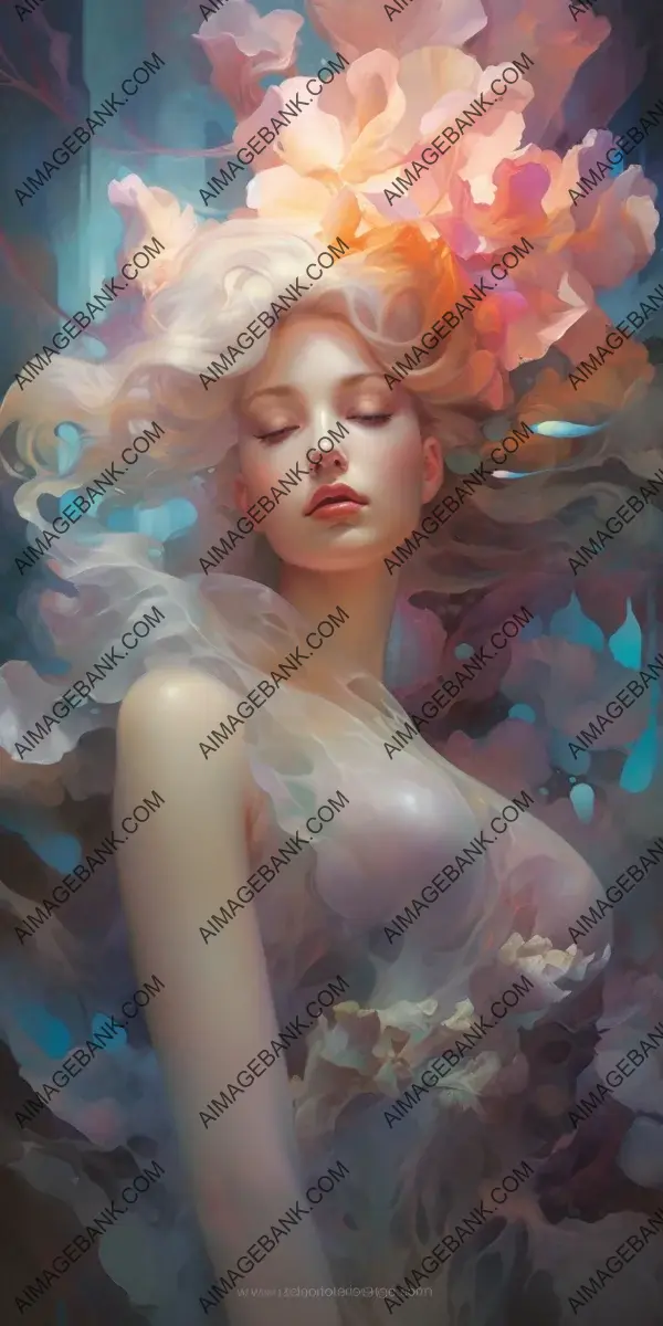 Opalescent and resplendent efflorescence art style in a captivating portrait