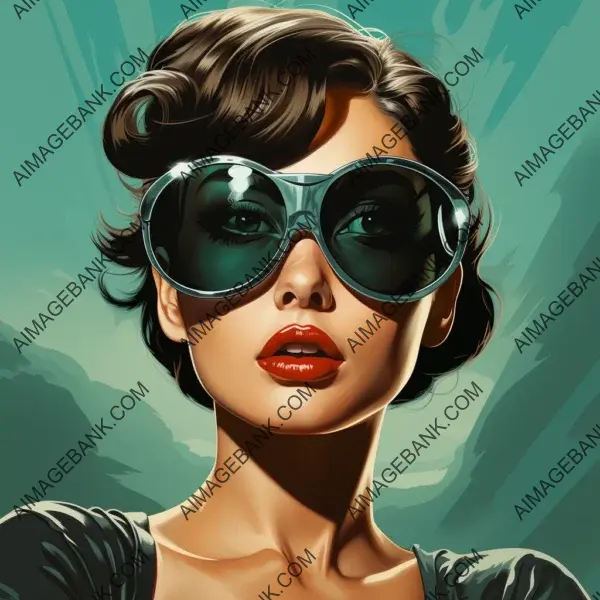 Woman with Stylish Sunglasses: Monochromatic Portrait