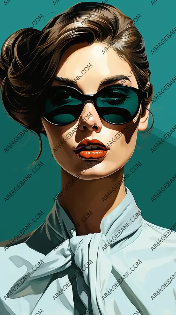 Elegant Black and White: Woman Wearing Sunglasses in Portrait