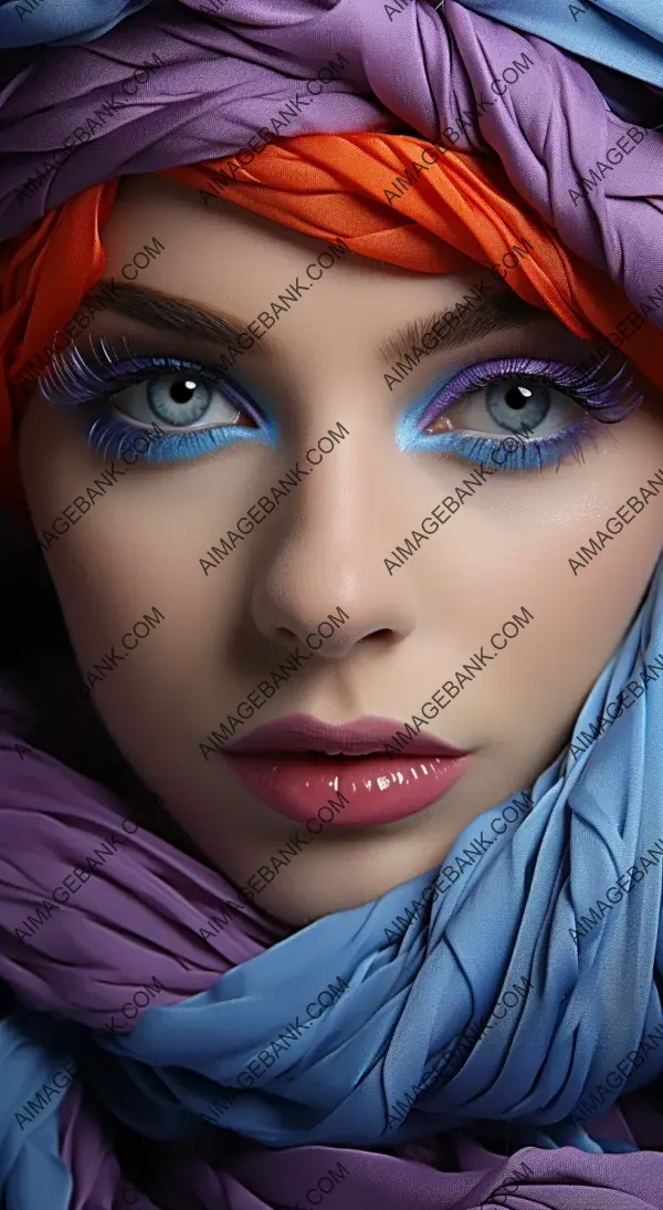 Blue-Eyed Beauty: Woman with Seductive Makeup and Red Lips