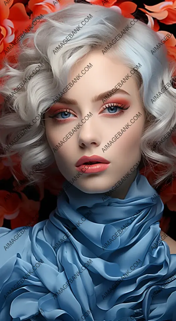 Captivating Look: Woman with Blue Eyes and Bold Red Lips