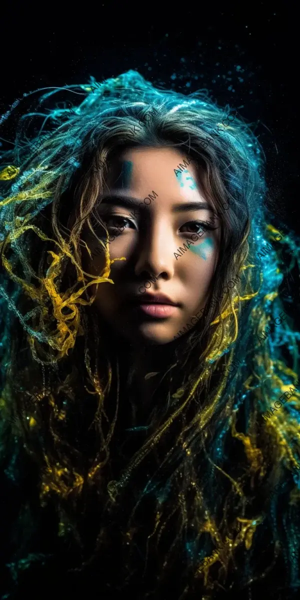 Stunning underwater portrait of a seaweed princess