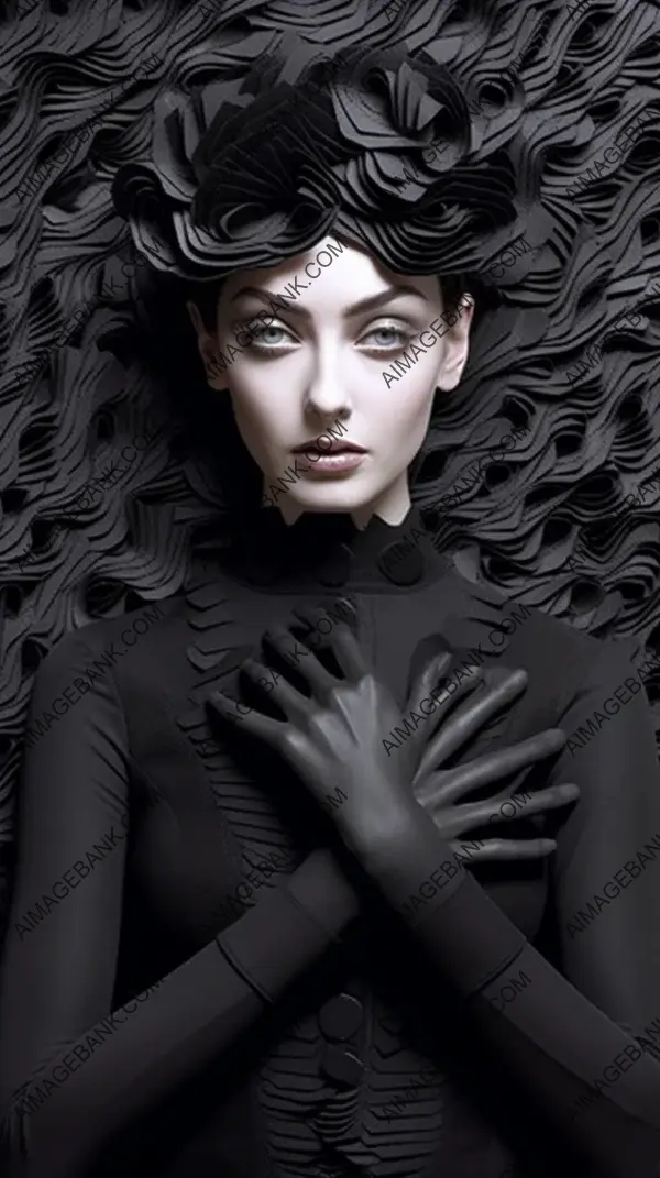 Expressive pose: Woman with black gloves embracing the moment