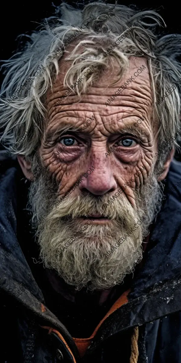 Closeup of an old man with a weathered face