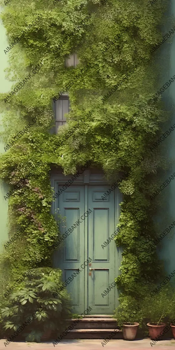 Romantic Illustration: Green Wall Front