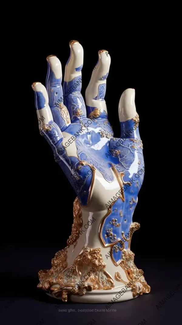 Delicate artistry: Ceramic hand with damaged and absent fingers