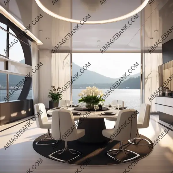 40-Meter Superyacht: Round Shapes in a Dining Room Setting