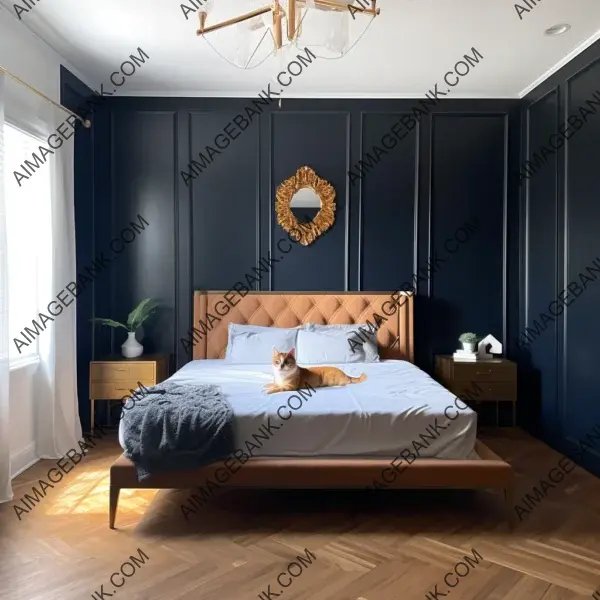 A Little Twist: Dark Blue Wood in Art Deco-Style Bedroom