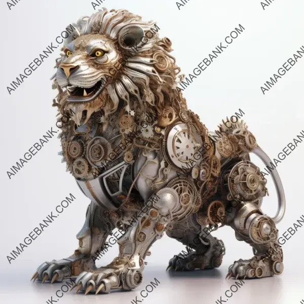 Mechanical Lion in a Cool and White World