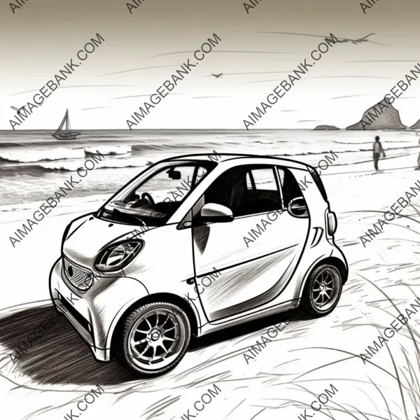 Pen Sketch Depicting the Smart Fortwo 2006