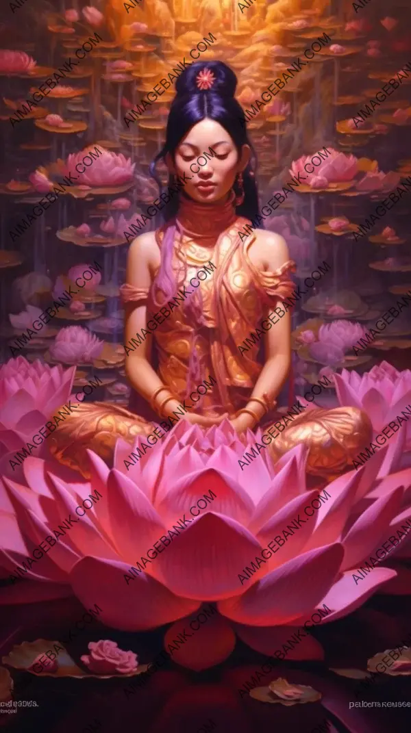 Meditating Woman Lotus Flower Invitation