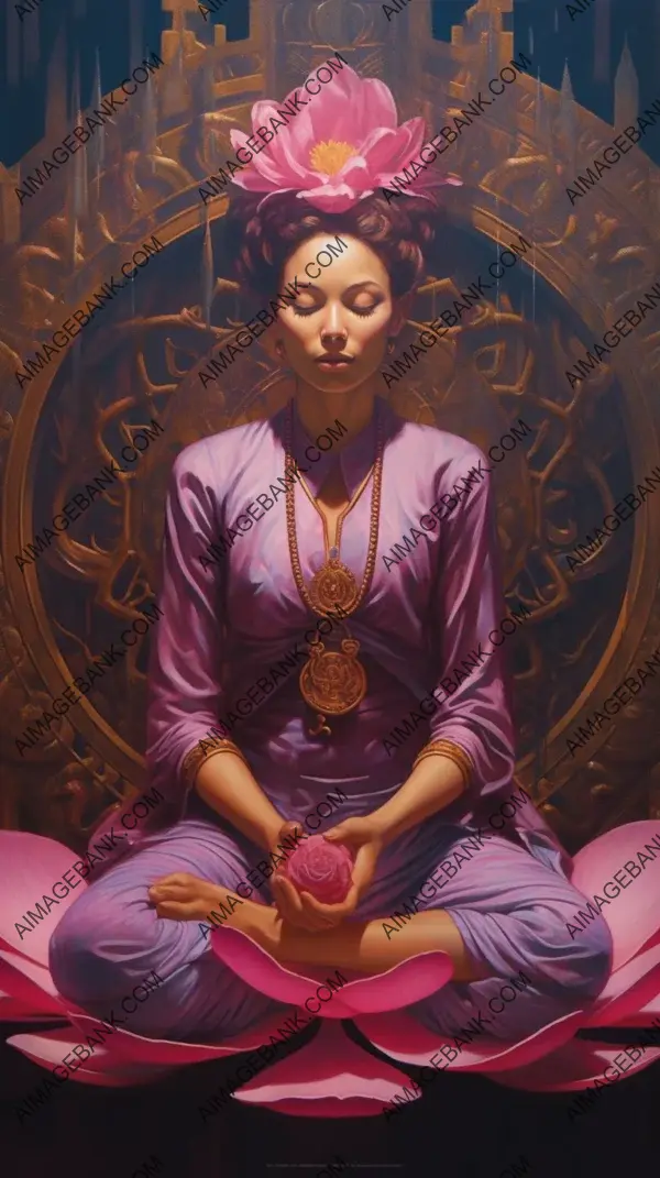 Meditating Woman Lotus Flower Representation