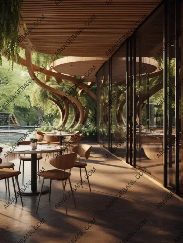 Wooden Tables in Open-Air Dining