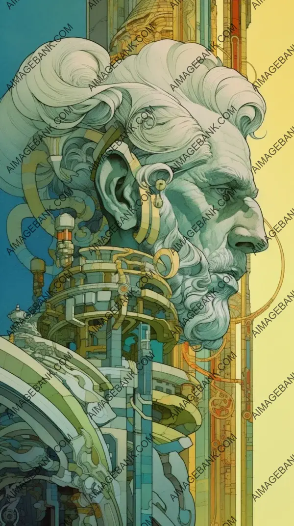 Stanisaw Szukalski and Moebius inspired artwork with clean lines