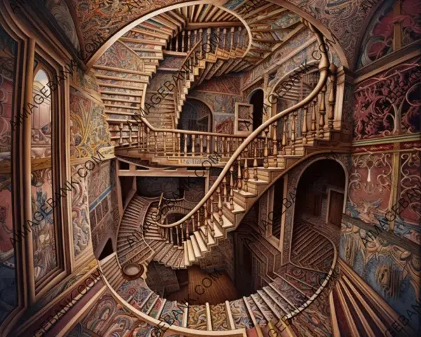 Escher-inspired tridimensional mind-boggling maze stairway