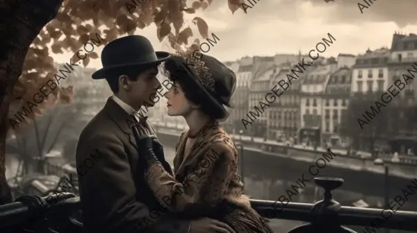 1910s Paris romantic date in 8K style by Alfr