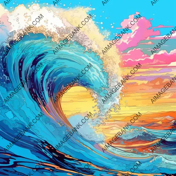 Crashing wave hombre in blue turquoise hues