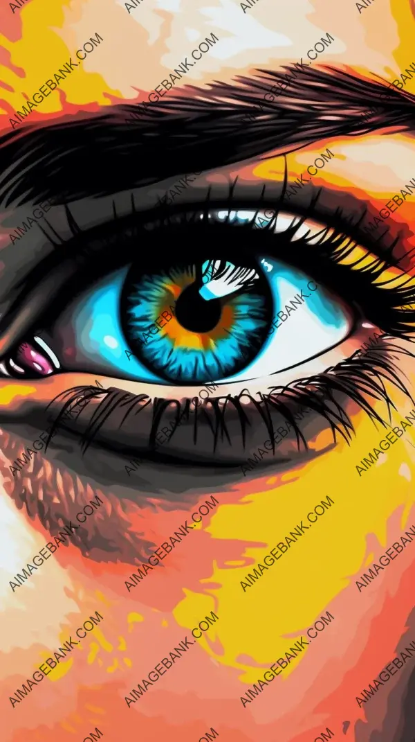 Macro pop art: beautiful lady, piercing eyes