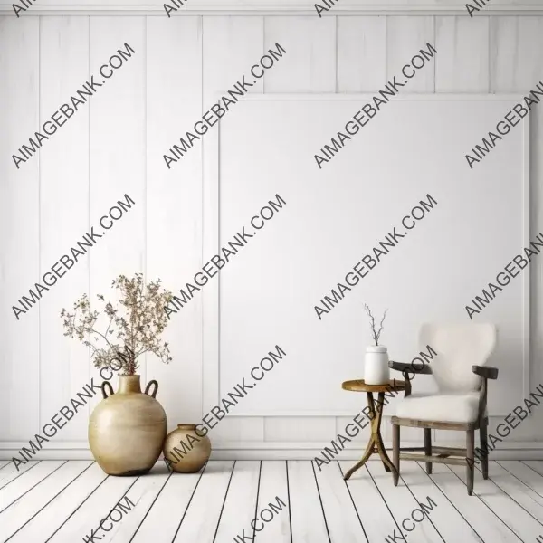 Mock-up: white room with wood elements