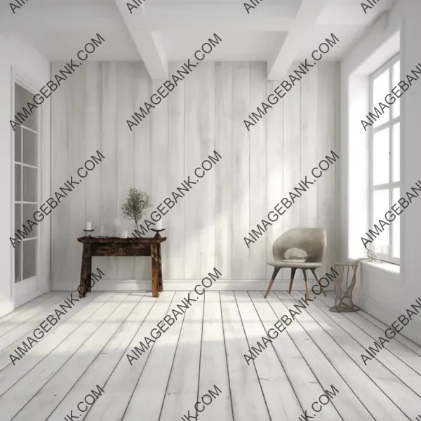 Mock-up: white room with wood details