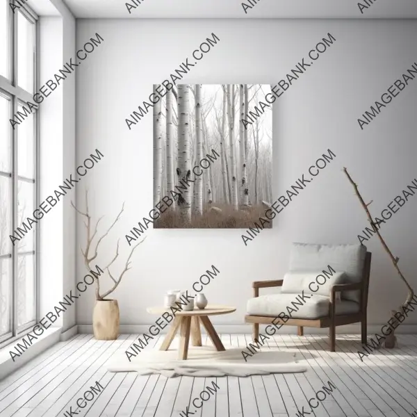 Stylish white room mock-up with wood furnishings