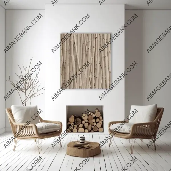 Cozy white room mock-up with wood accents