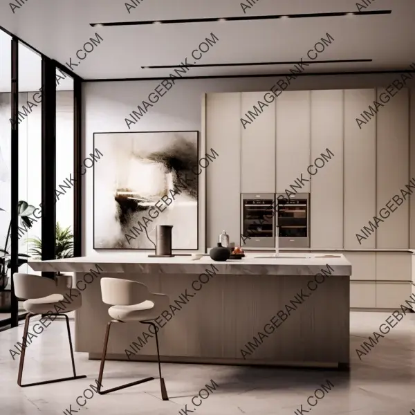 Minimalistic kitchen with beige tones: Minotti and modern design