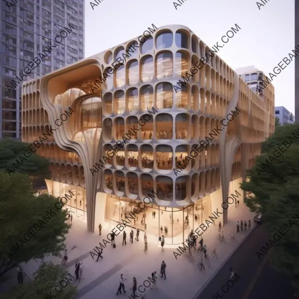 Timber library building in Tokyo city: Aerial view with captivating design