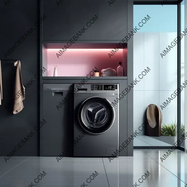 Sleek washing machine in a modern bathroom: Stylish and functional