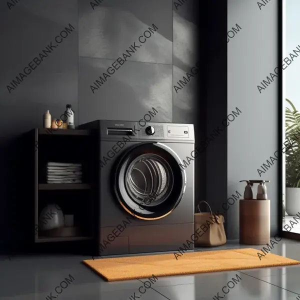 Modern bathroom design: Sleek washing machine and elegant finishes