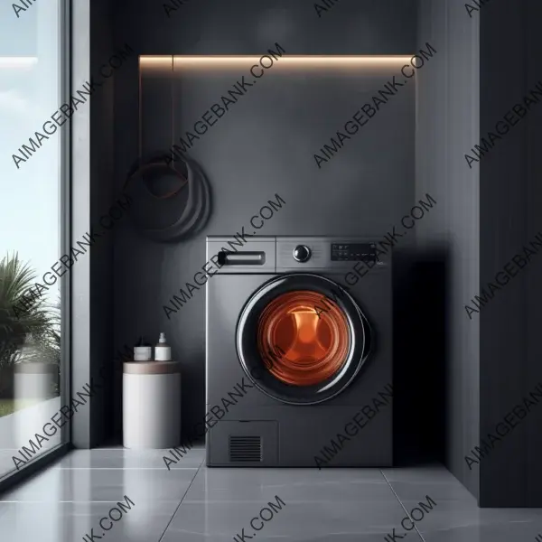 Stylish and efficient: Sleek washing machine in a modern bathroom