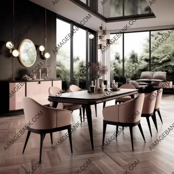 Dark wood dining environment: Contemporary diner with stylish furniture