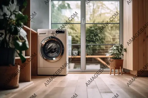 Interior of a room with a washing machine and dryer