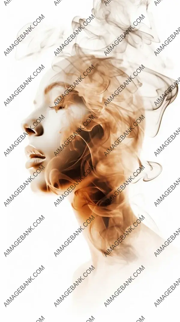 Close-up shot of a smoke-drowning portrait person