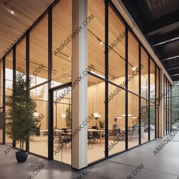 Dowel laminated timber in an industrial mass office