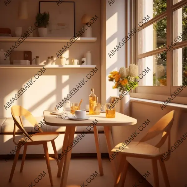 Exquisite dining corner in white with matte gold accents