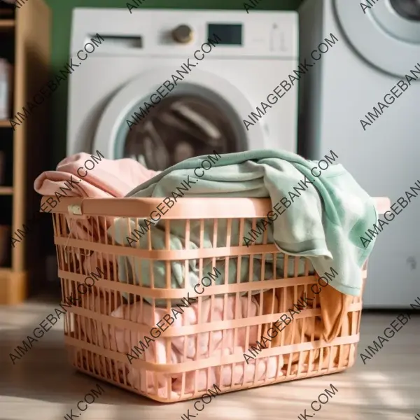 Functional laundry organization: Washing machine and basket rack