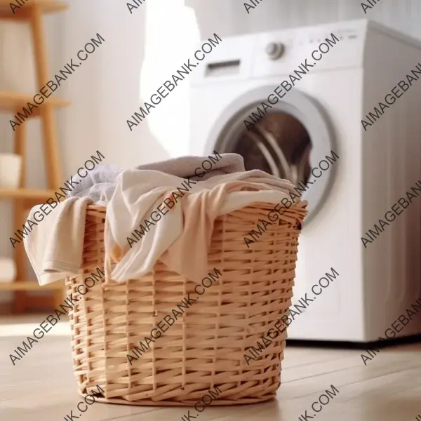 Efficient laundry organization: Washing machine and convenient basket rack