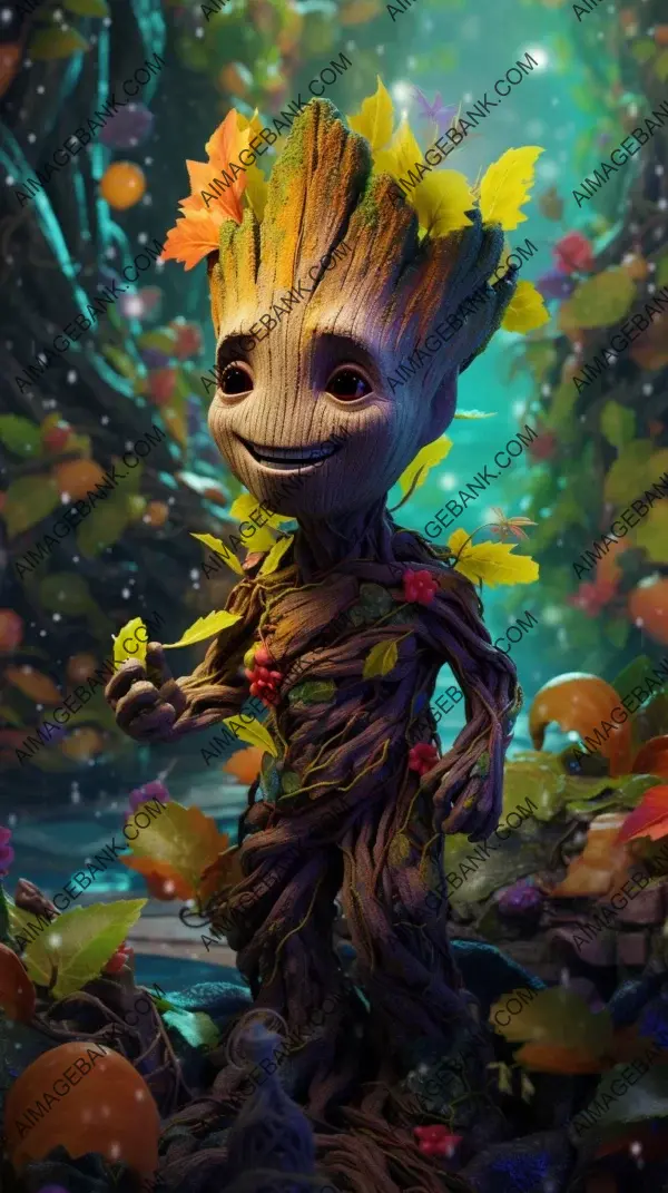 groot, selfie amidst colorfull