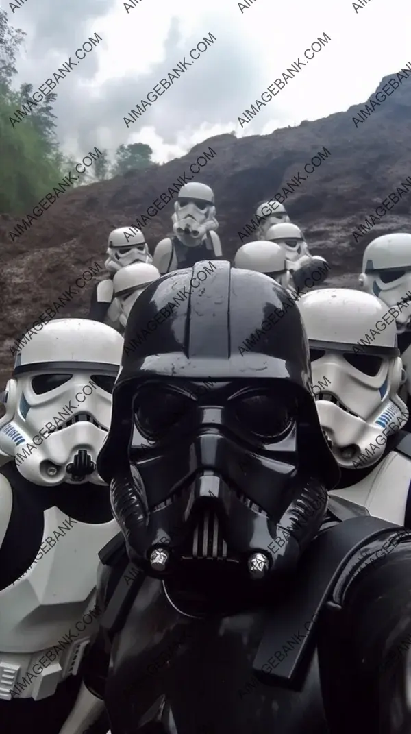 Giant stormtrooper army strikes a pose in a selfie