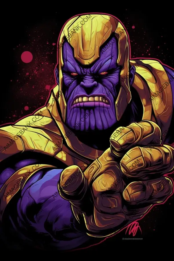 Colorful Caricature Illustrations of Fist-Raising Thanos