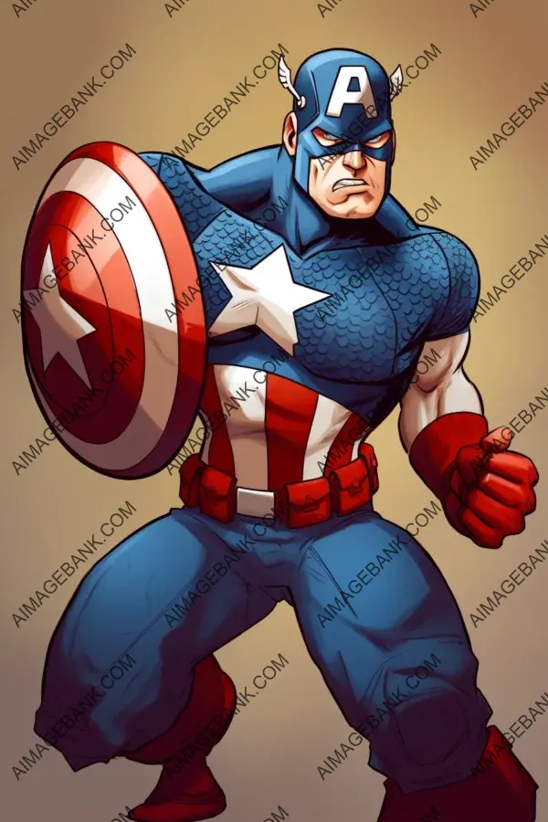 Captain America Raising Fist in Vibrant Style