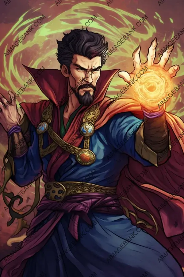 Doctor Strange Raising Fist in Colorful Style