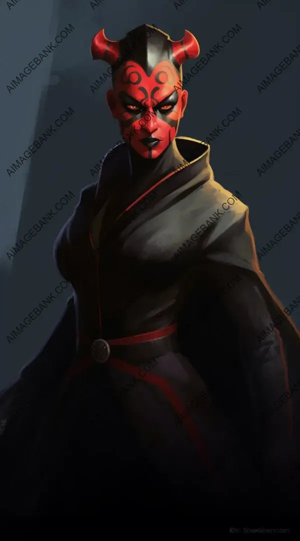 Cartoonish Female Darth Maul: Black Open Robes Revealed