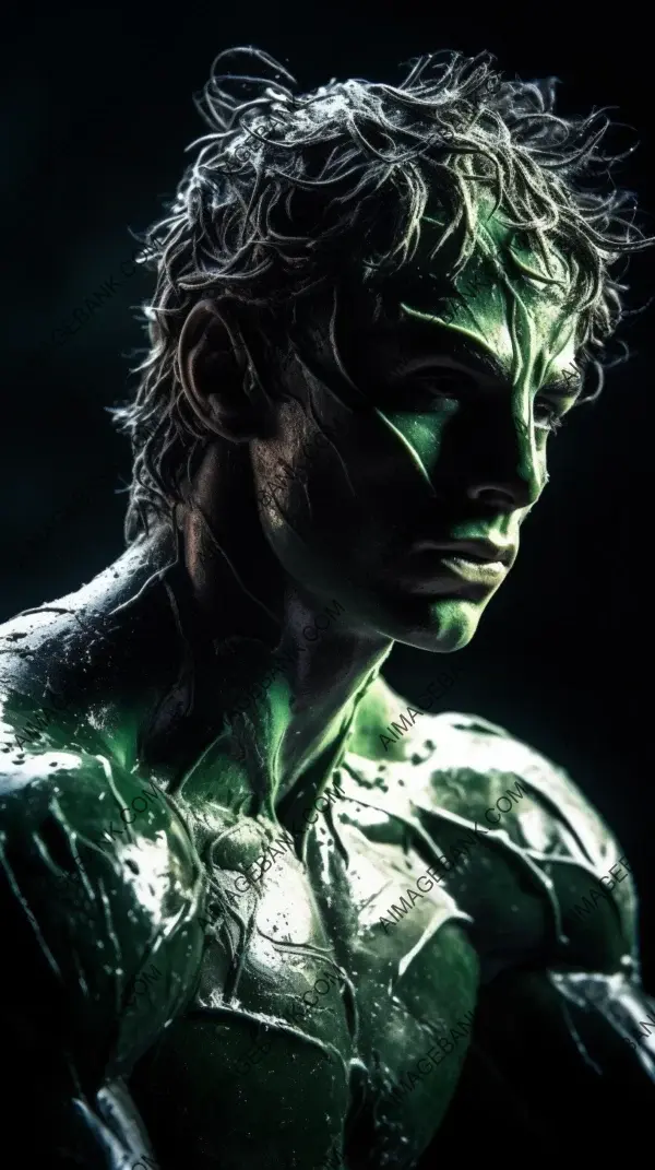 Experience the mesmerizing allure of green and silver chiaroscuro