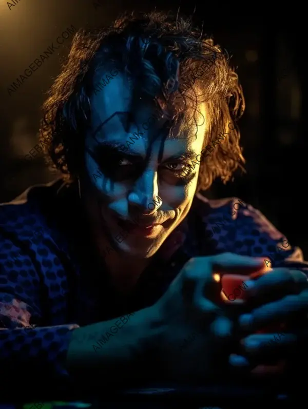Joker&#8217;s Face Concealing Two Thrown Dice