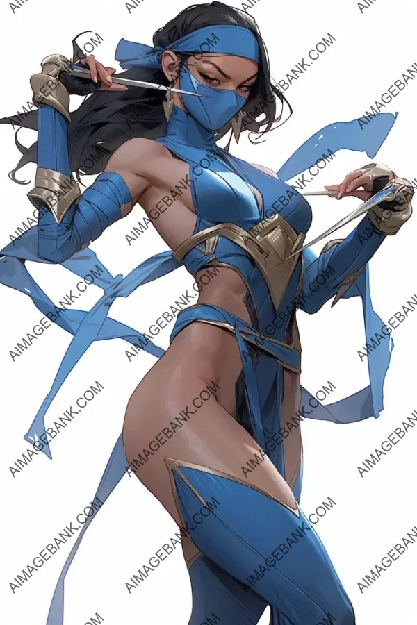 Kitana&#8217;s Dynamic Eccentric Pose: Anime Warrior Style