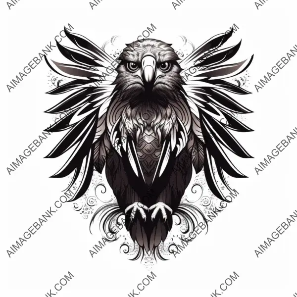 Black hawk tattoo on white